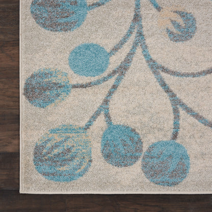 Nourison Home Tranquil  Ivory Turquoise  Contemporary
