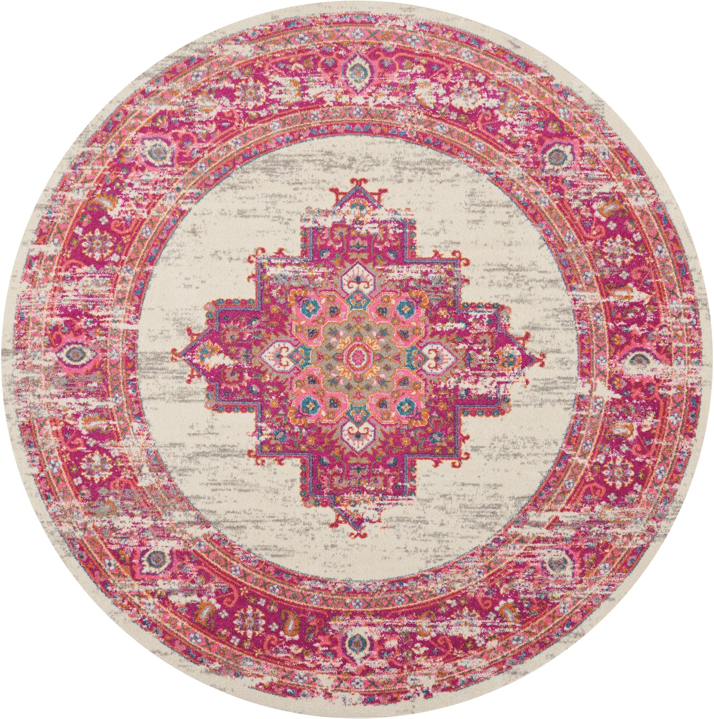 Nourison Home Passion PSN03 Ivory Fuchsia Transitional Power-loomed Rugs