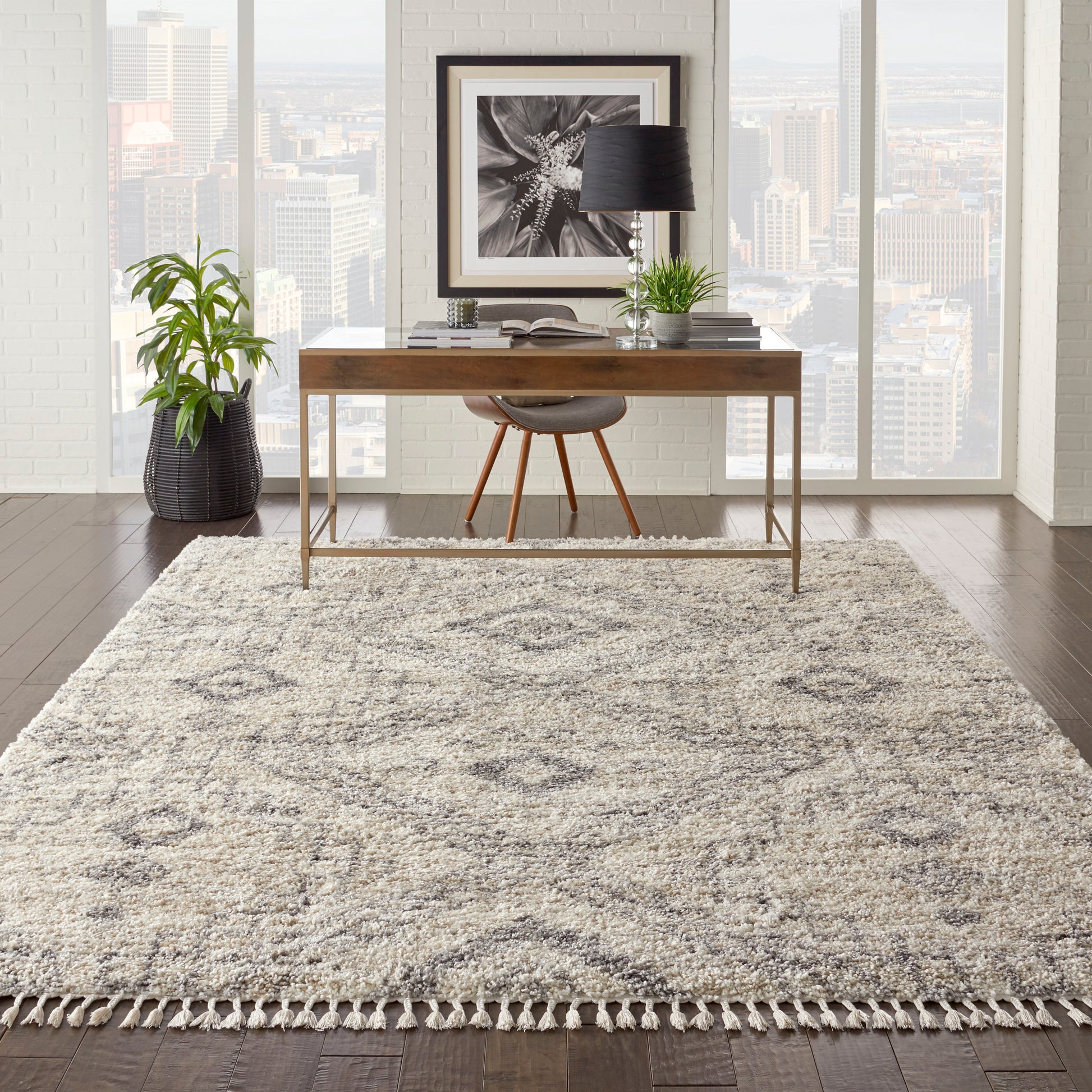 Nourison Home Oslo Shag  Ivory Grey  Contemporary