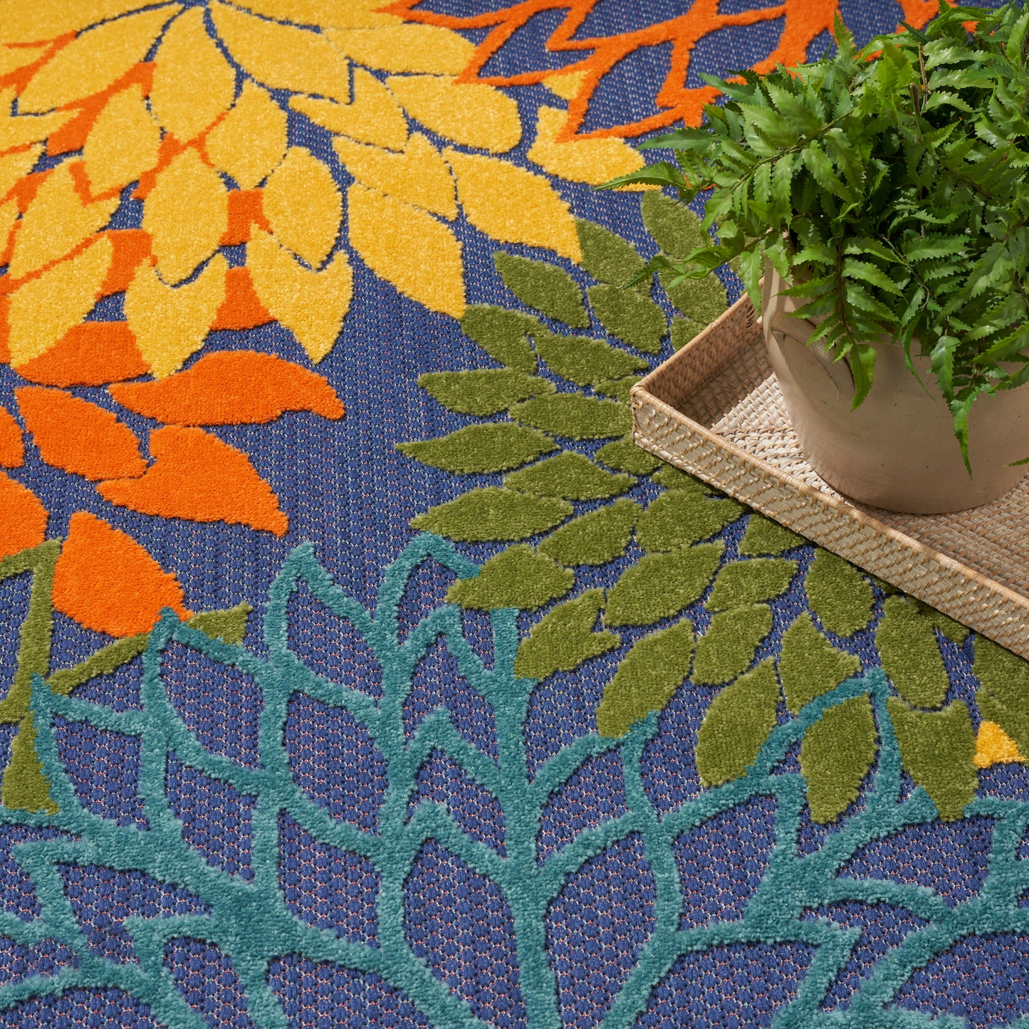 Nourison Home Aloha  Navy Multicolor  Contemporary