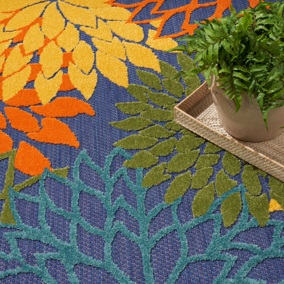 Nourison Home Aloha  Navy Multicolor  Contemporary