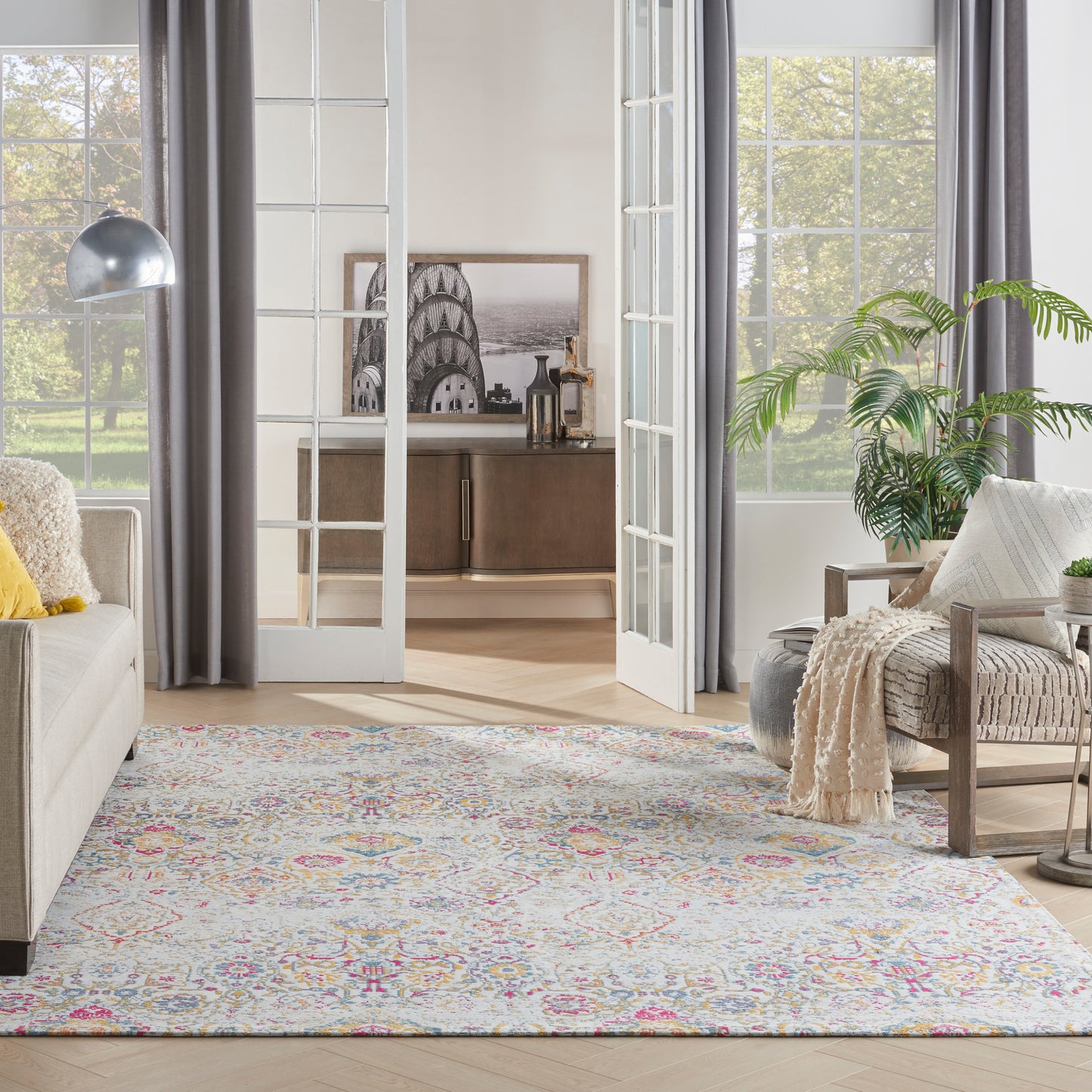 Nourison Home Damask  Multicolor  Transitional