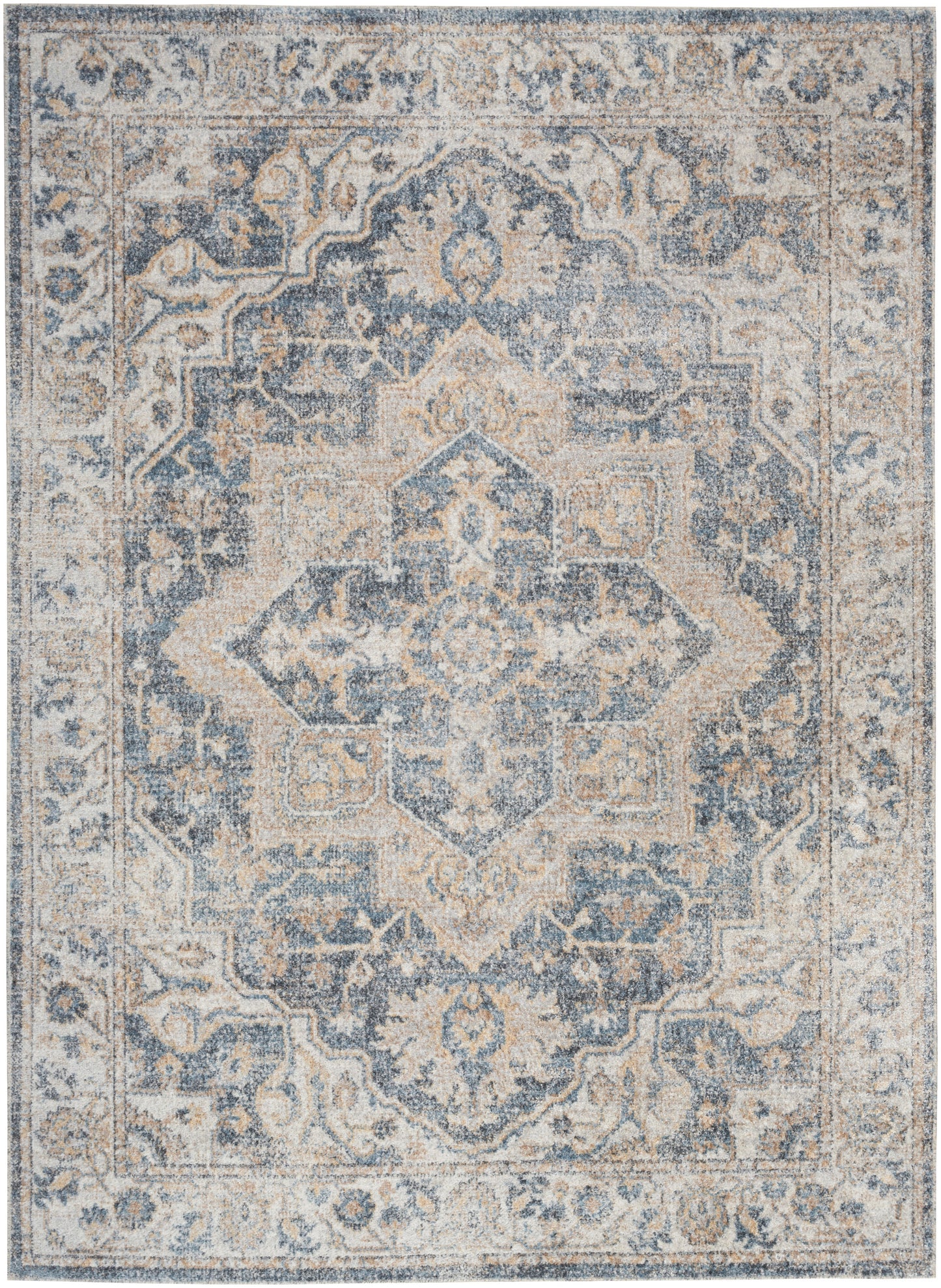 Nourison Home Astra Machine Washable ASW12 Grey Blue Traditional Power-loomed Rug