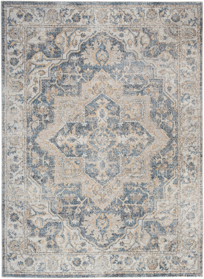 Nourison Home Astra Machine Washable ASW12 Grey Blue Traditional Power-loomed Rug