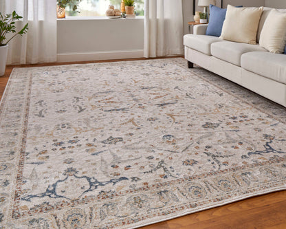 Feizy Pasha 39M4F Ivory Blue Transitional/Bohemian & Eclect Machinemade Rug - Rugs - Feizy - Atlanta Designer Rugs