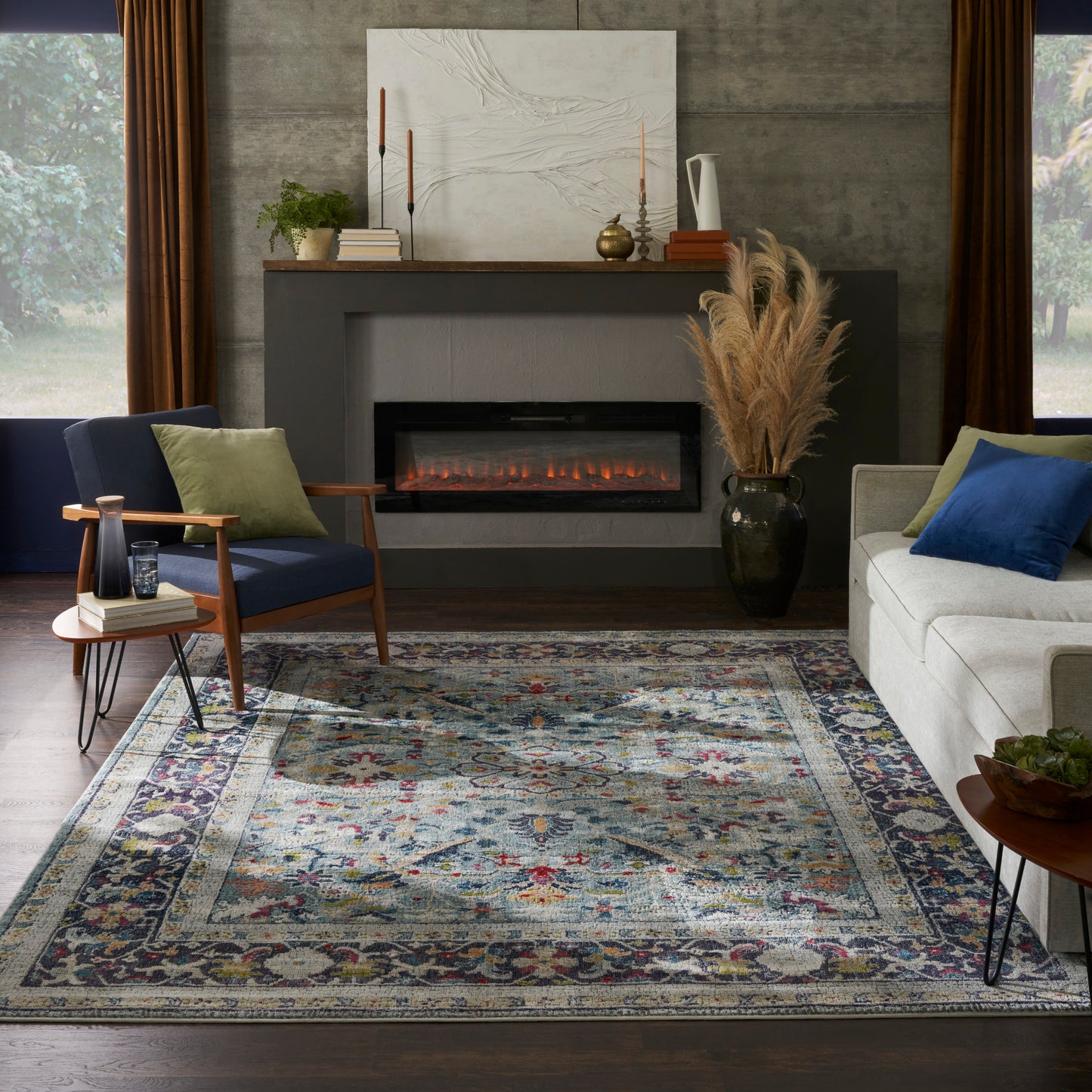 Nourison Home Ankara Global  Teal Multicolor  Traditional