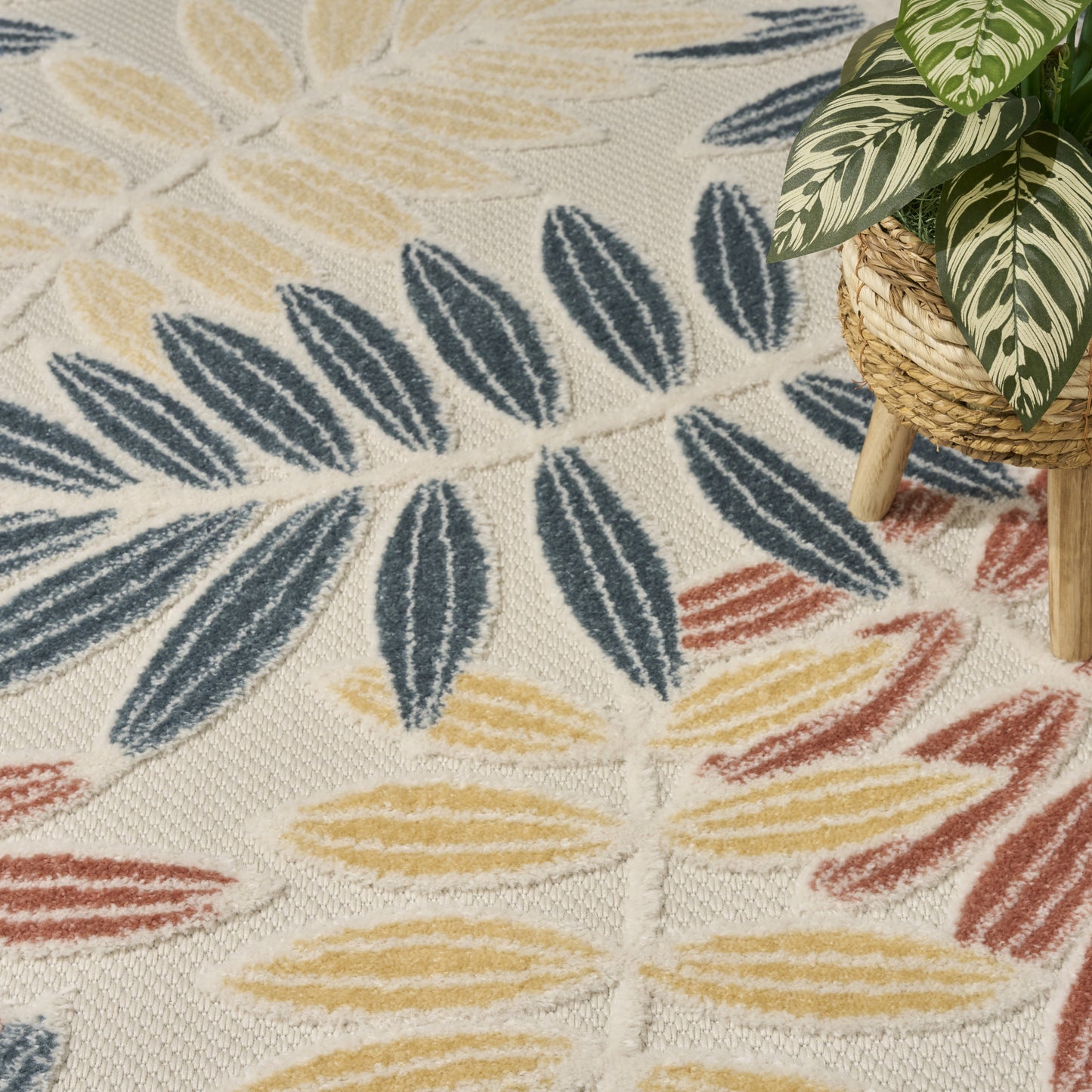 Nourison Home Aloha  Ivory Blue  Contemporary