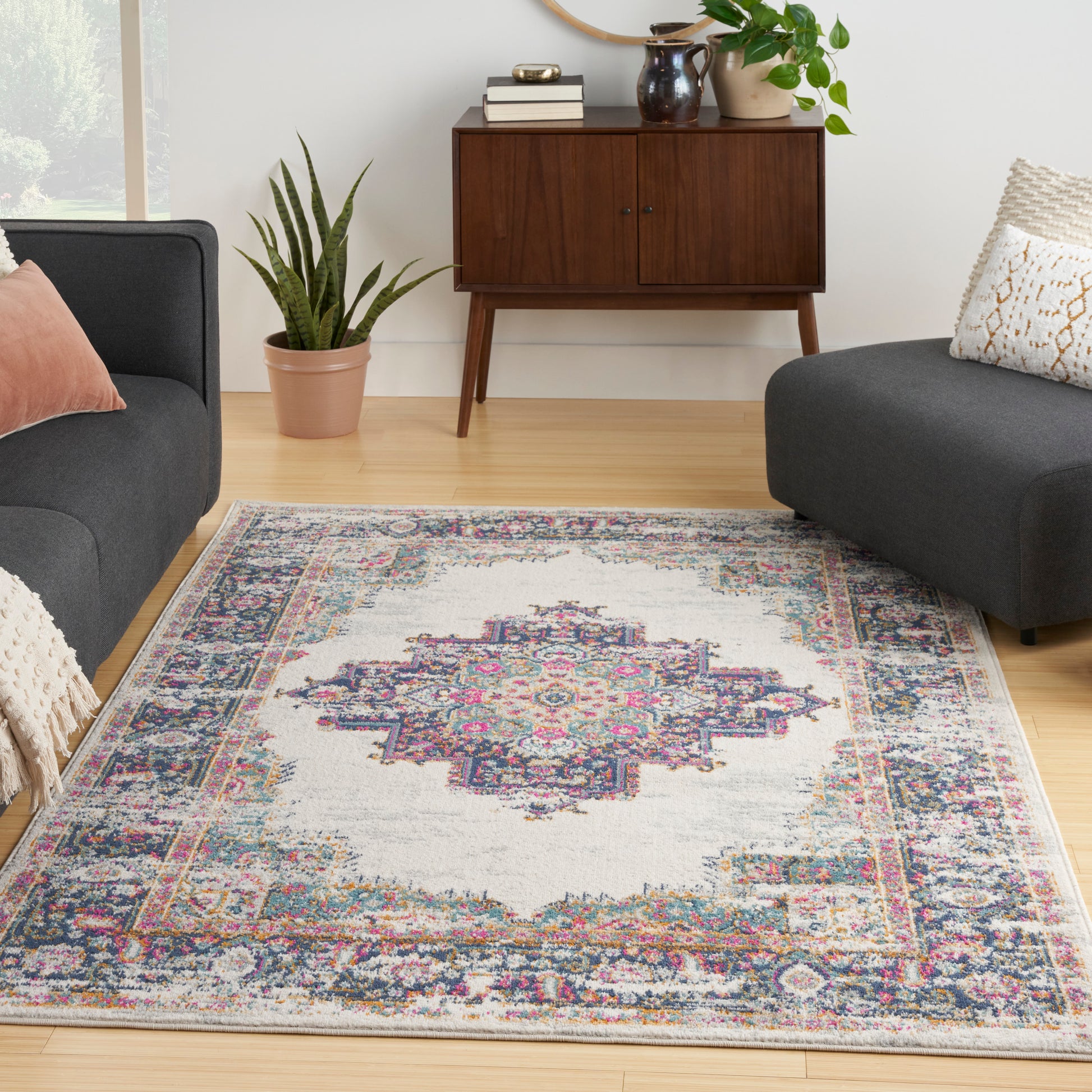 Nourison Home Passion  Ivory Blue  Transitional