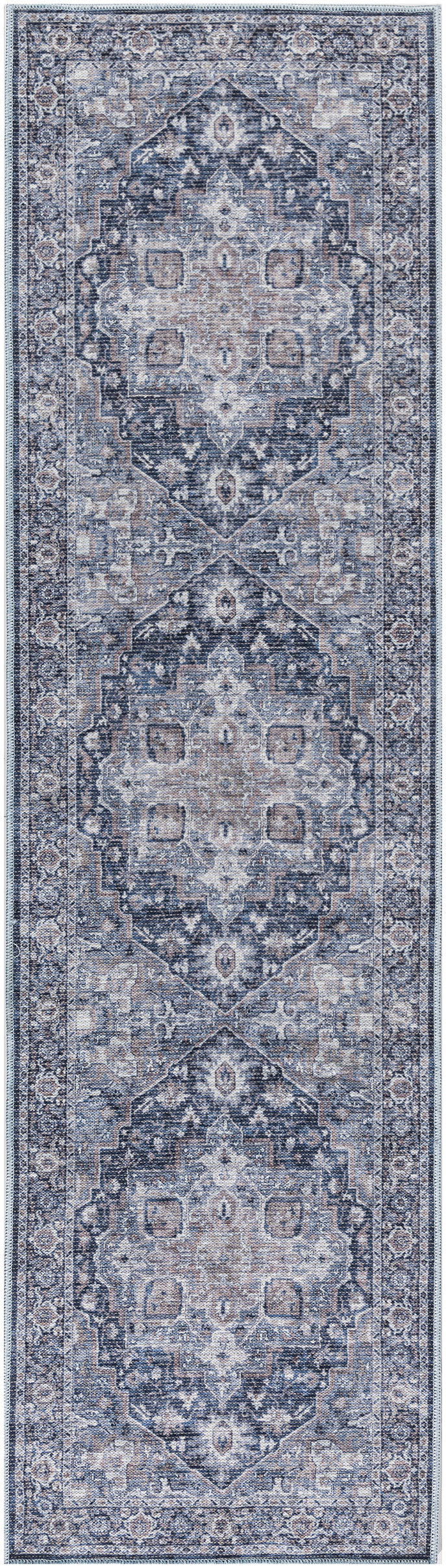 Nourison Home New Concept Washables SR101 Ivory Navy Traditional Machine Woven Rug