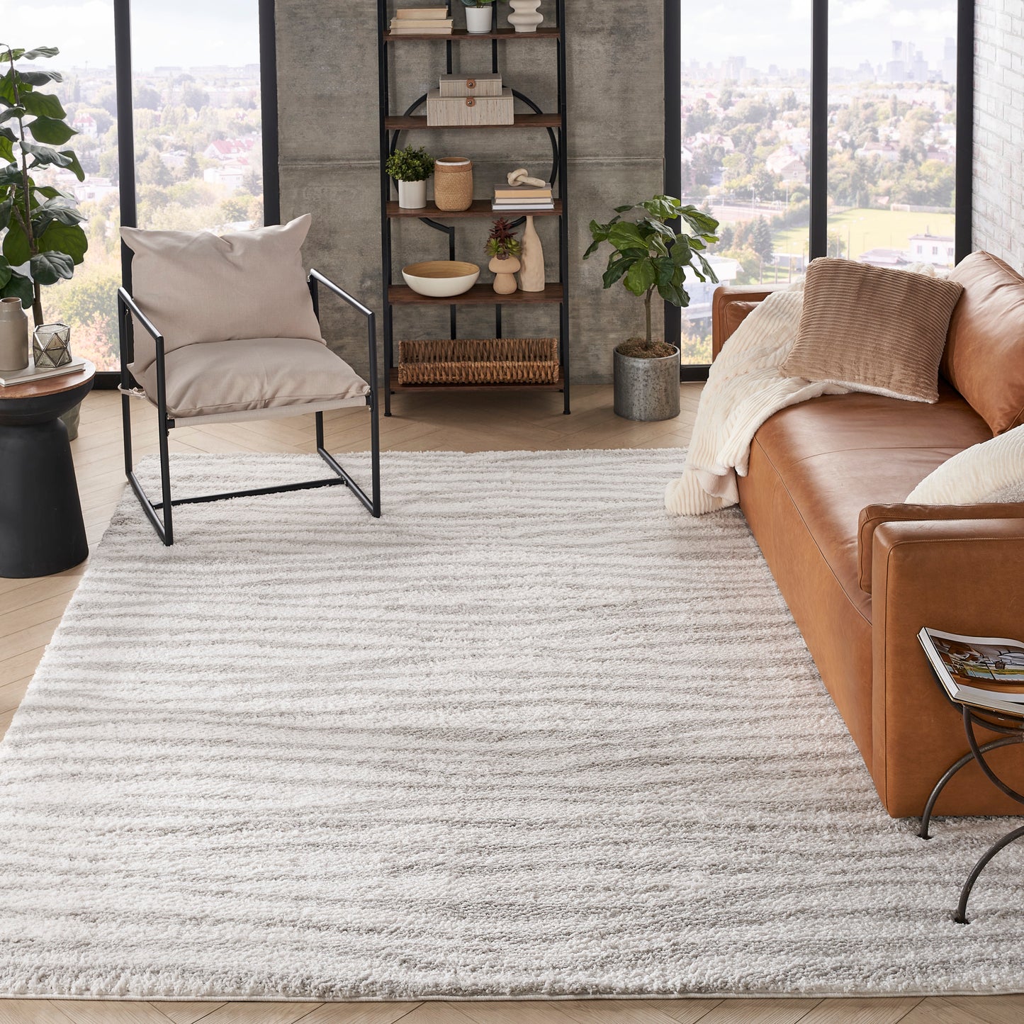 Nourison Home Modern Shag  Ivory Grey  Contemporary