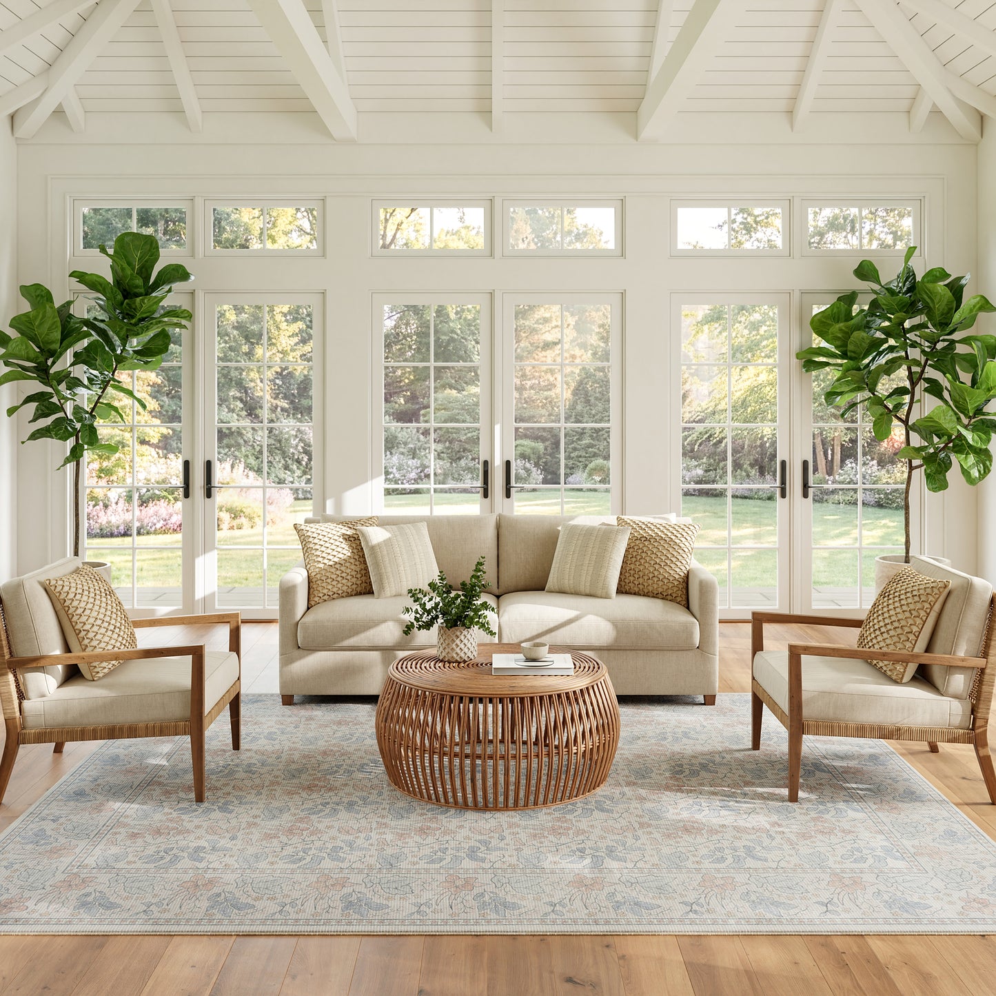 Nourison Home Botanical Washables  Ivory Multicolor  Contemporary