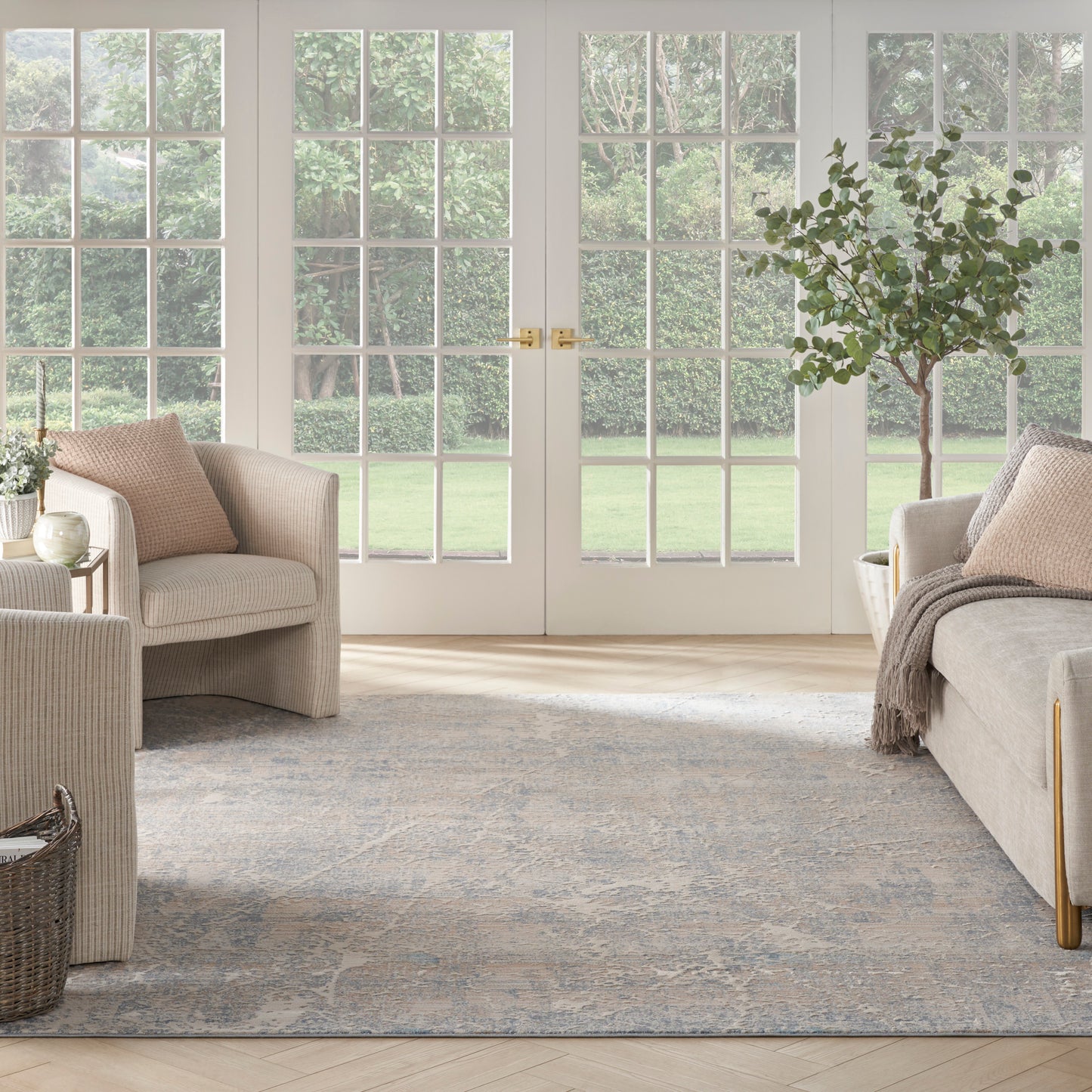 Nourison Home Exhale  Beige Blue  Contemporary