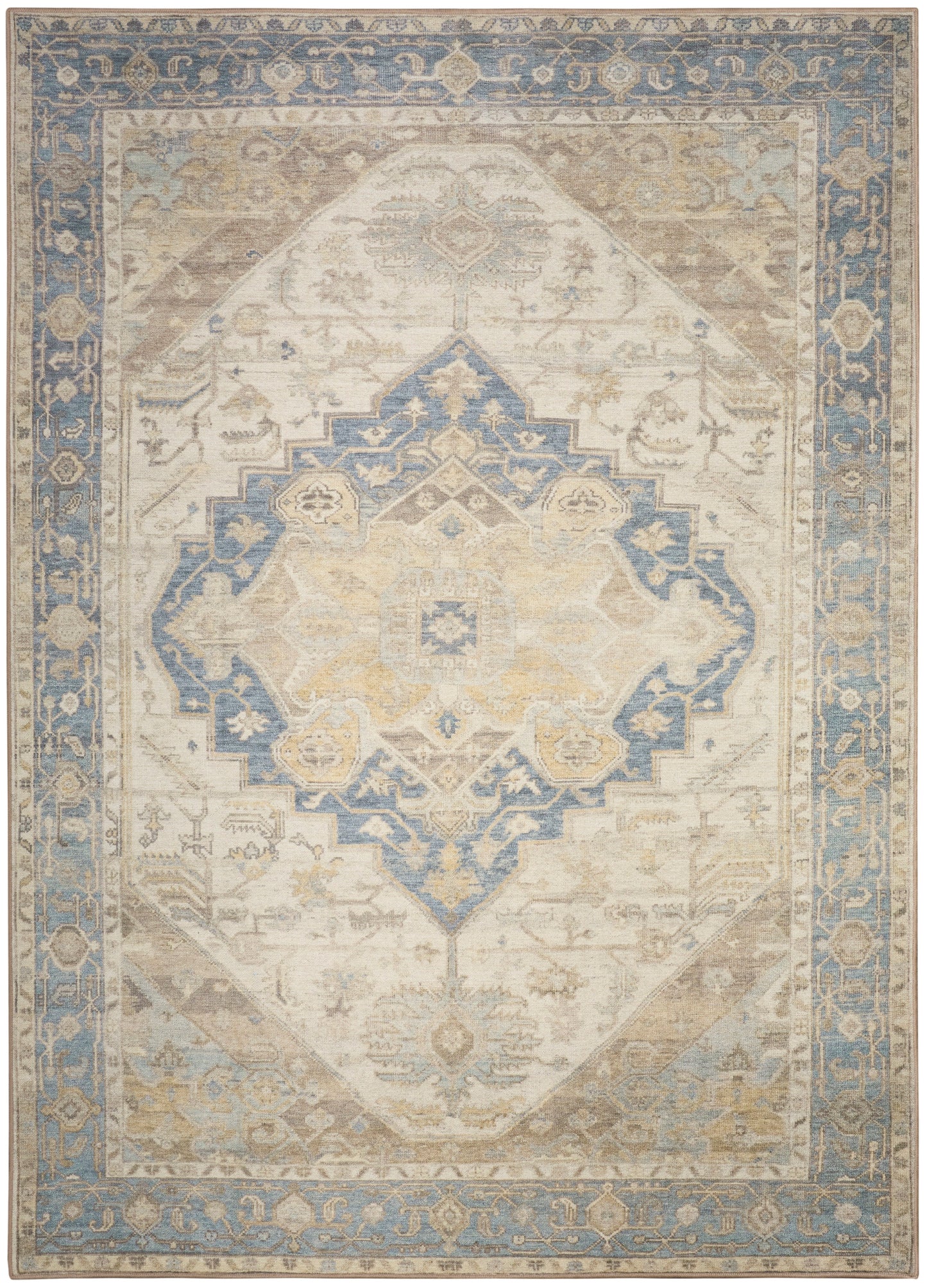 Nourison Home Vintage Washables VWS13 Blue Green Traditional Flat Weave Rug