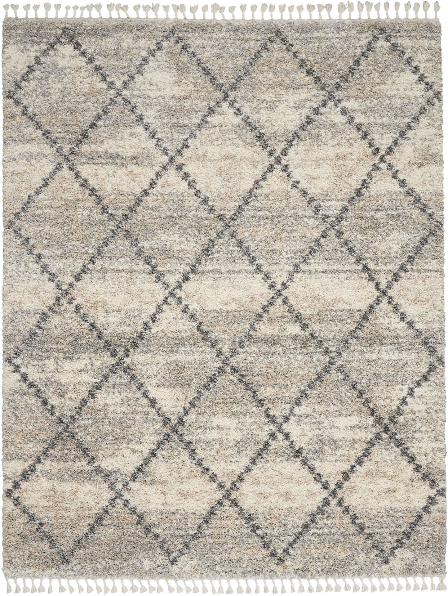 Nourison Home Oslo Shag OSL01 Ivory Grey Contemporary Power-loomed Rug