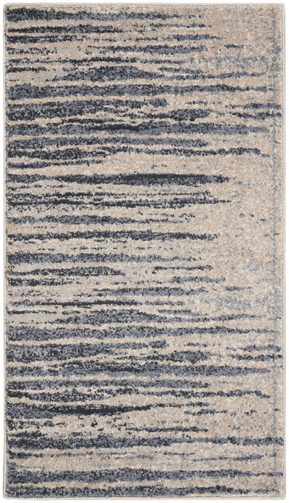 Nourison Home Moroccan Celebration KI387 Blue Beige Contemporary Power-loomed Rug