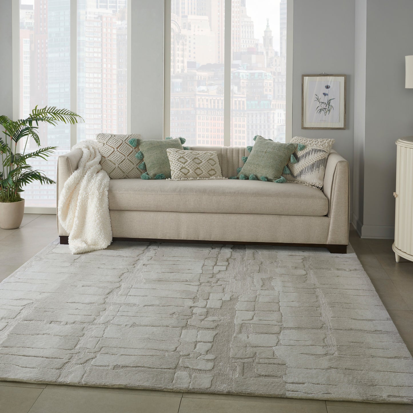Nourison Home Symmetry  Ivory Beige  Contemporary