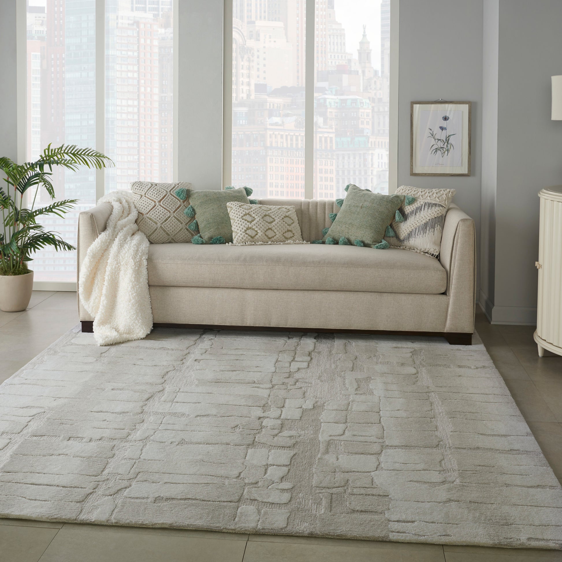 Nourison Home Symmetry  Ivory Beige  Contemporary