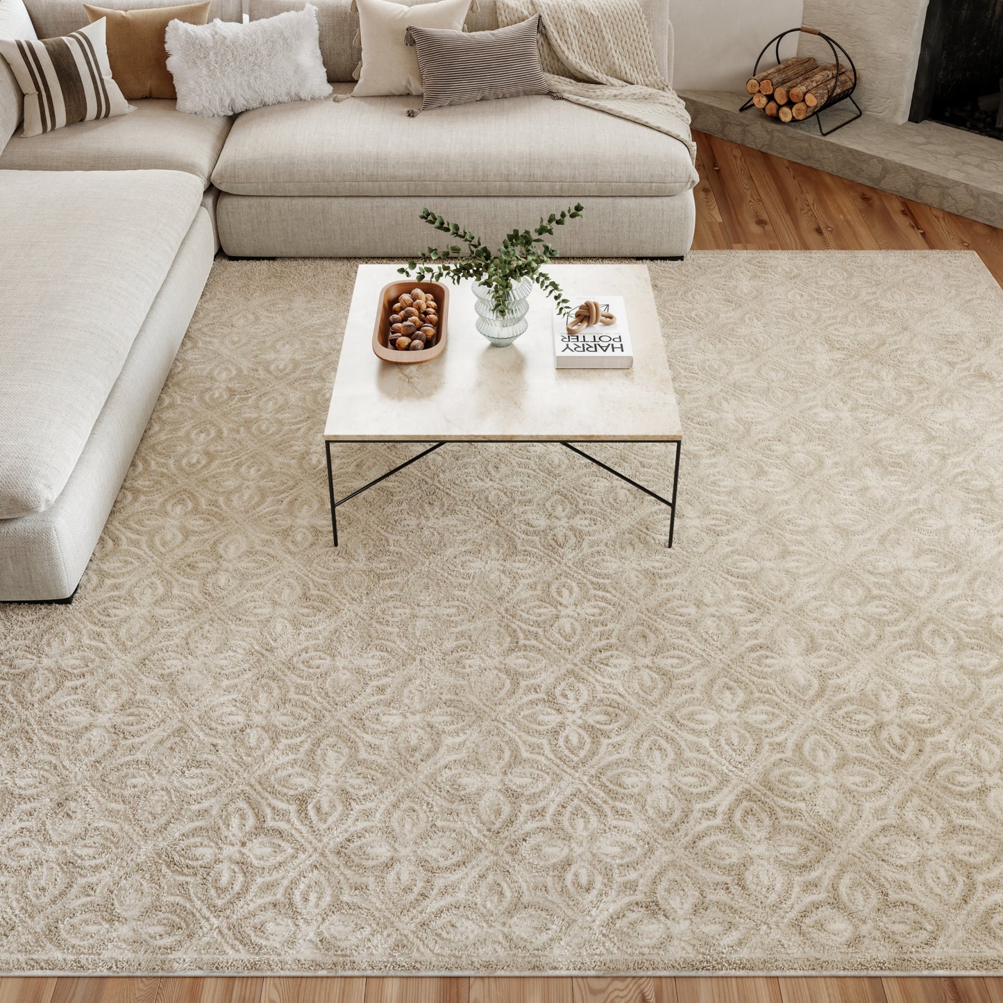 Nourison Home Washable Charm  Silver Ivory  Contemporary