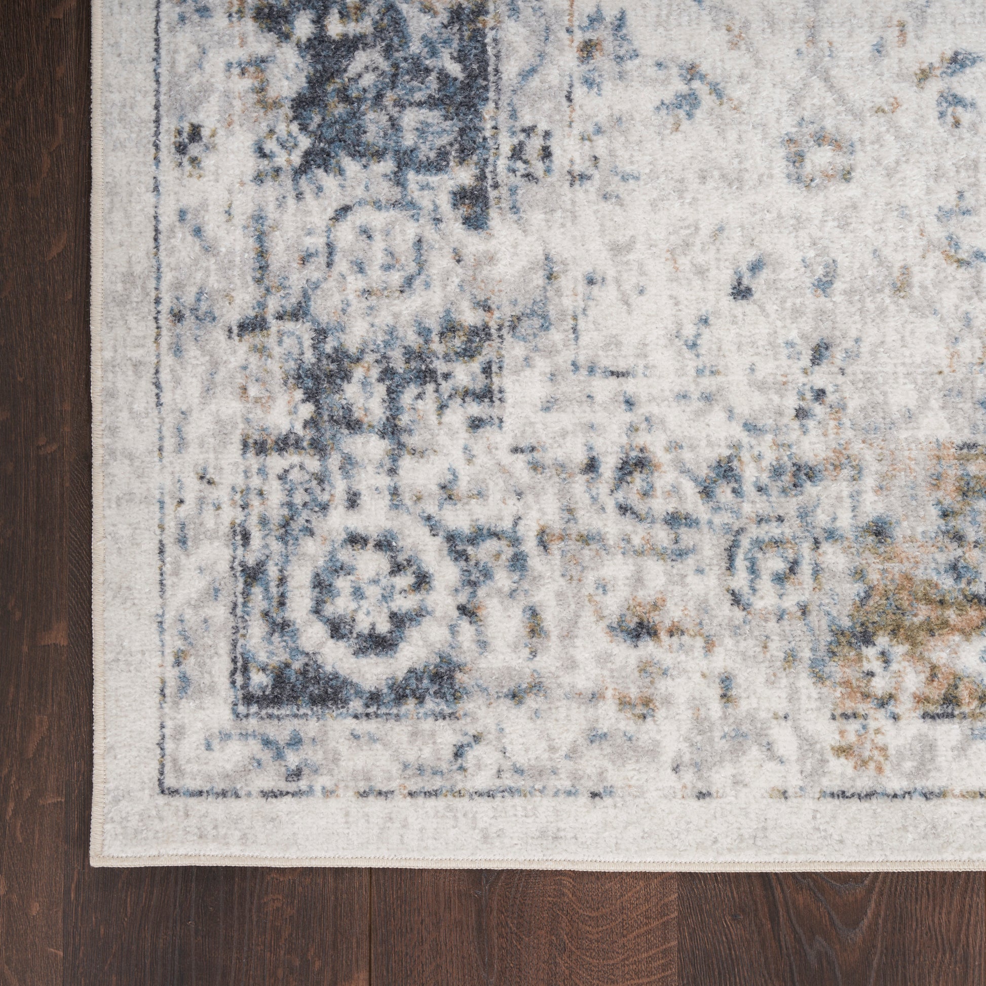 Nourison Home Astra Machine Washable  Ivory Blue  Traditional