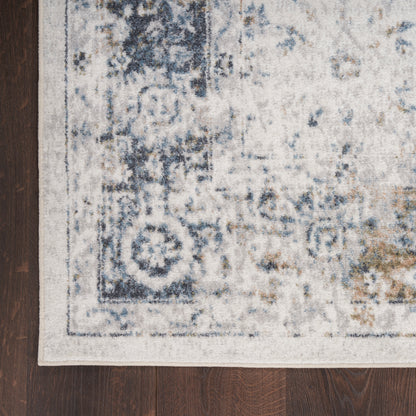 Nourison Home Astra Machine Washable  Ivory Blue  Traditional