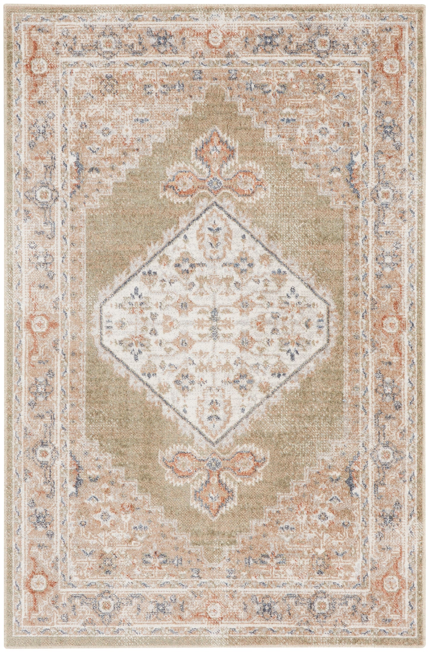 Nourison Home Astra Machine Washable ASW11 Sage Multi Traditional Power-loomed Rug