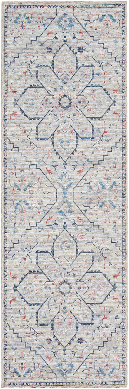 Nourison Home New Concept Washables SR110 Ivory Blue Contemporary Machine Woven Rug