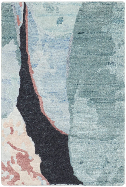 Nourison Home Silk Shadows SHA25 Blue Pink Contemporary Hand Knotted Rug
