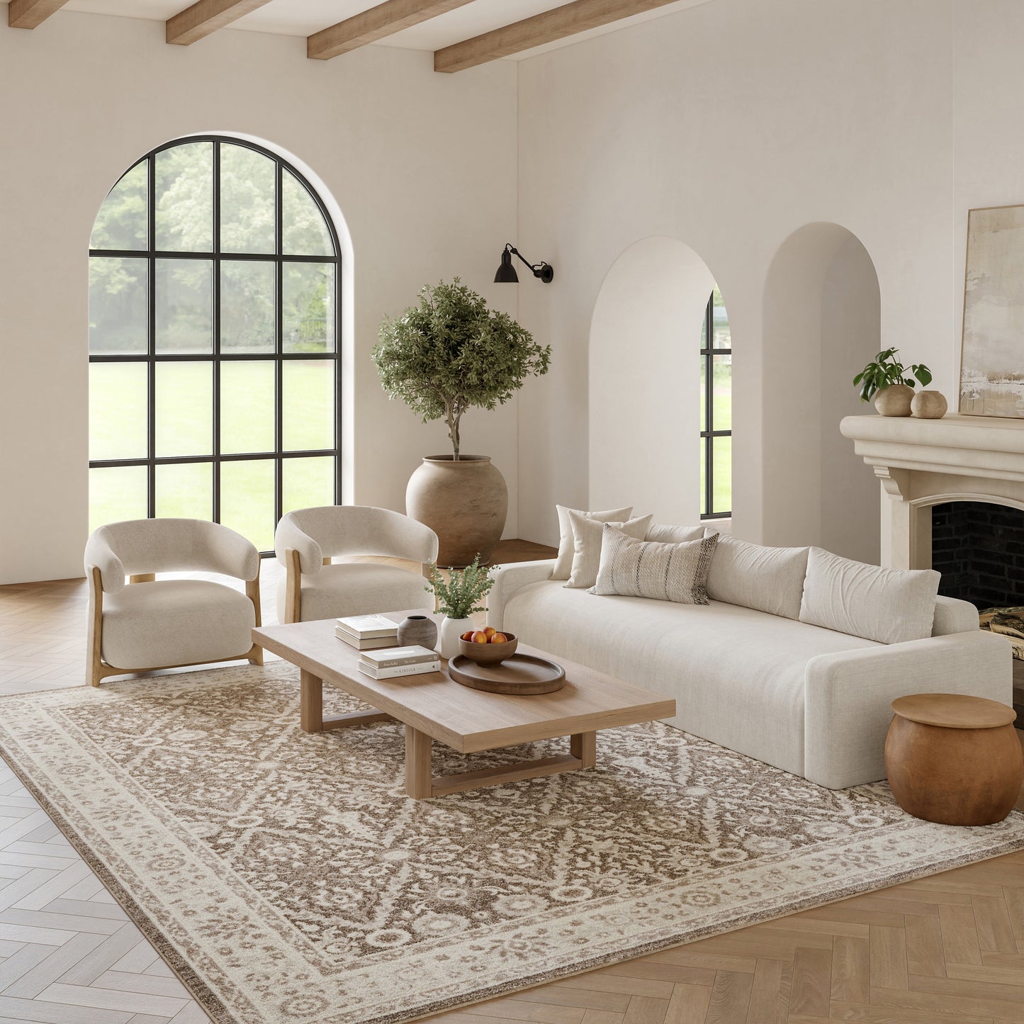 Nourison Home Eco Cycle  Ivory Mocha  Traditional