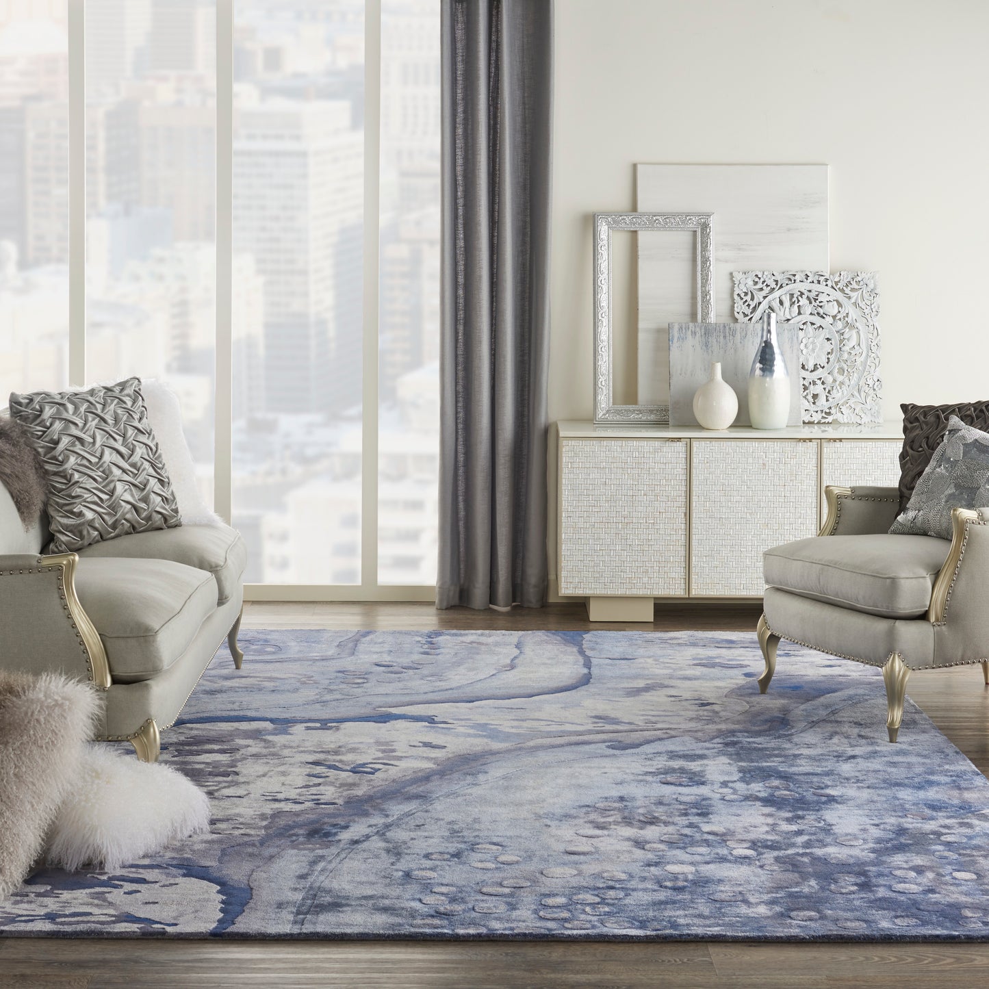 Nourison Home Prismatic  Blue  Contemporary