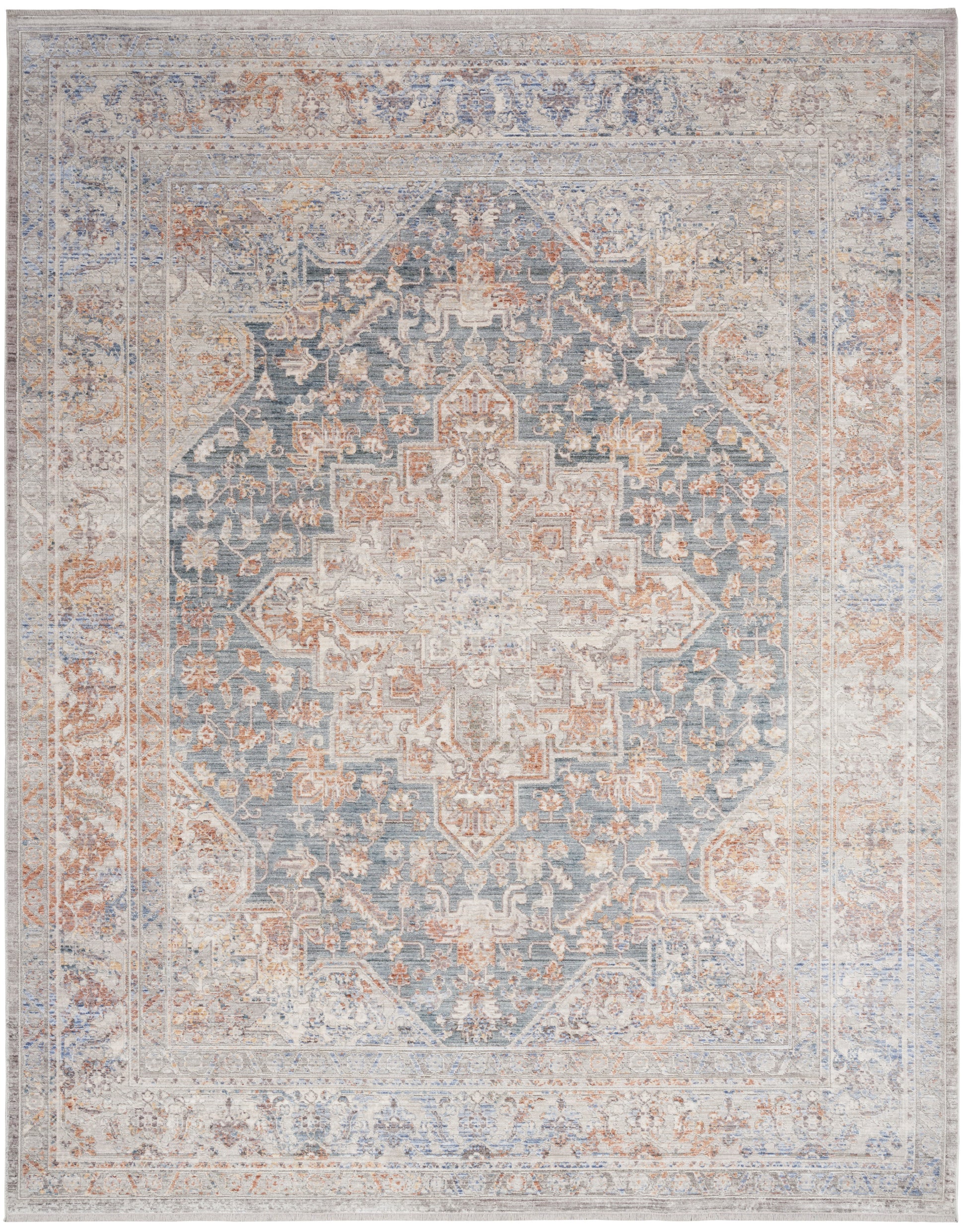 Nourison Home Elegant Heirlooms  Ivory Blue  Traditional