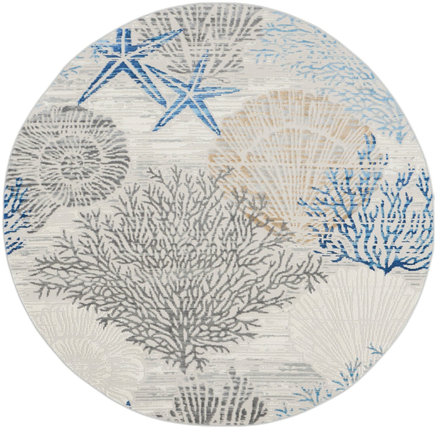 Nourison Home Seaside SDS04 Ivory Grey Blue Contemporary Power-loomed Rug