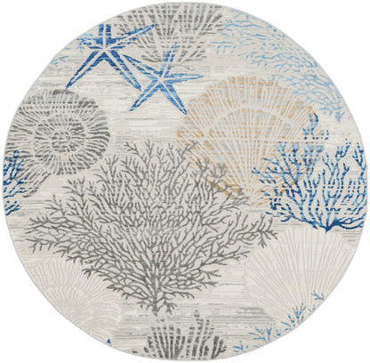 Nourison Home Seaside SDS04 Ivory Grey Blue Contemporary Power-loomed Rug