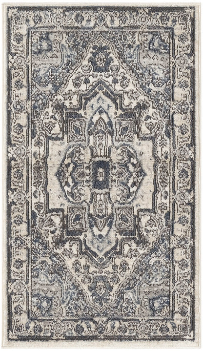 Nourison Home Quarry QUA18 Ivory Navy Traditional Power-loomed Rugs