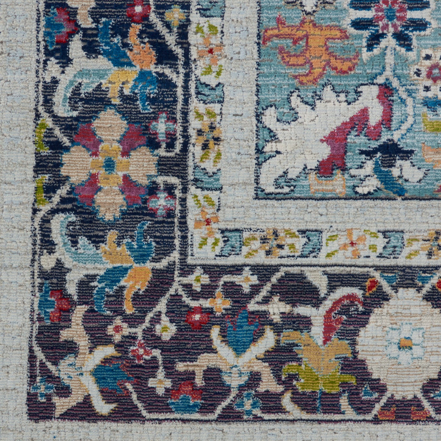 Nourison Home Ankara Global  Teal Multicolor  Traditional