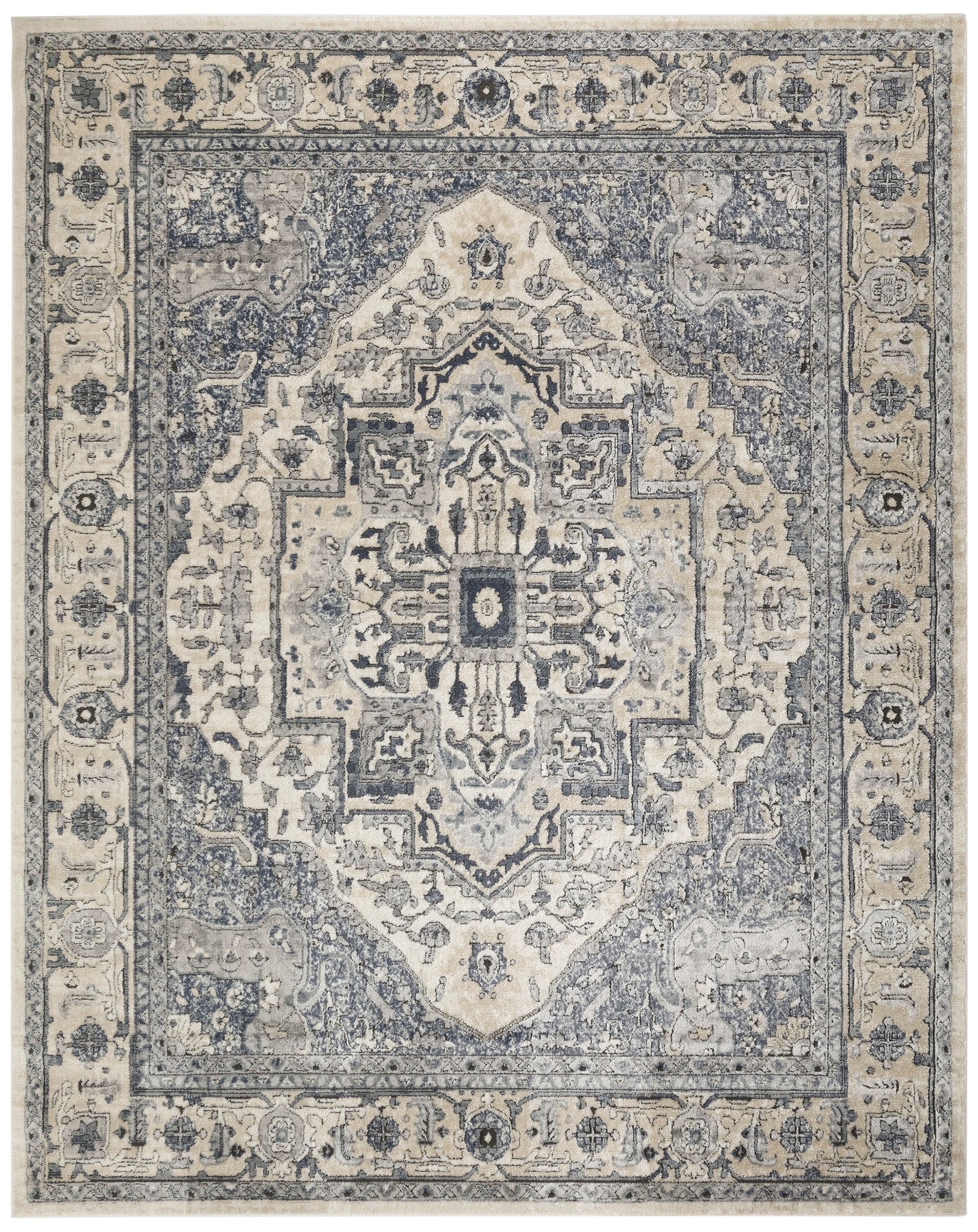 Nourison Home Quarry  Ivory Navy  Traditional