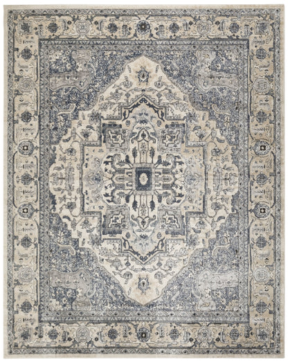 Nourison Home Quarry  Ivory Navy  Traditional