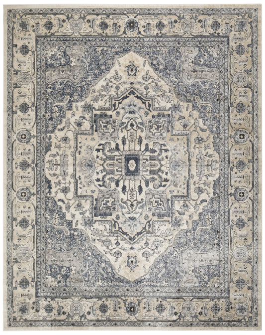 Nourison Home Quarry  Ivory Navy  Traditional