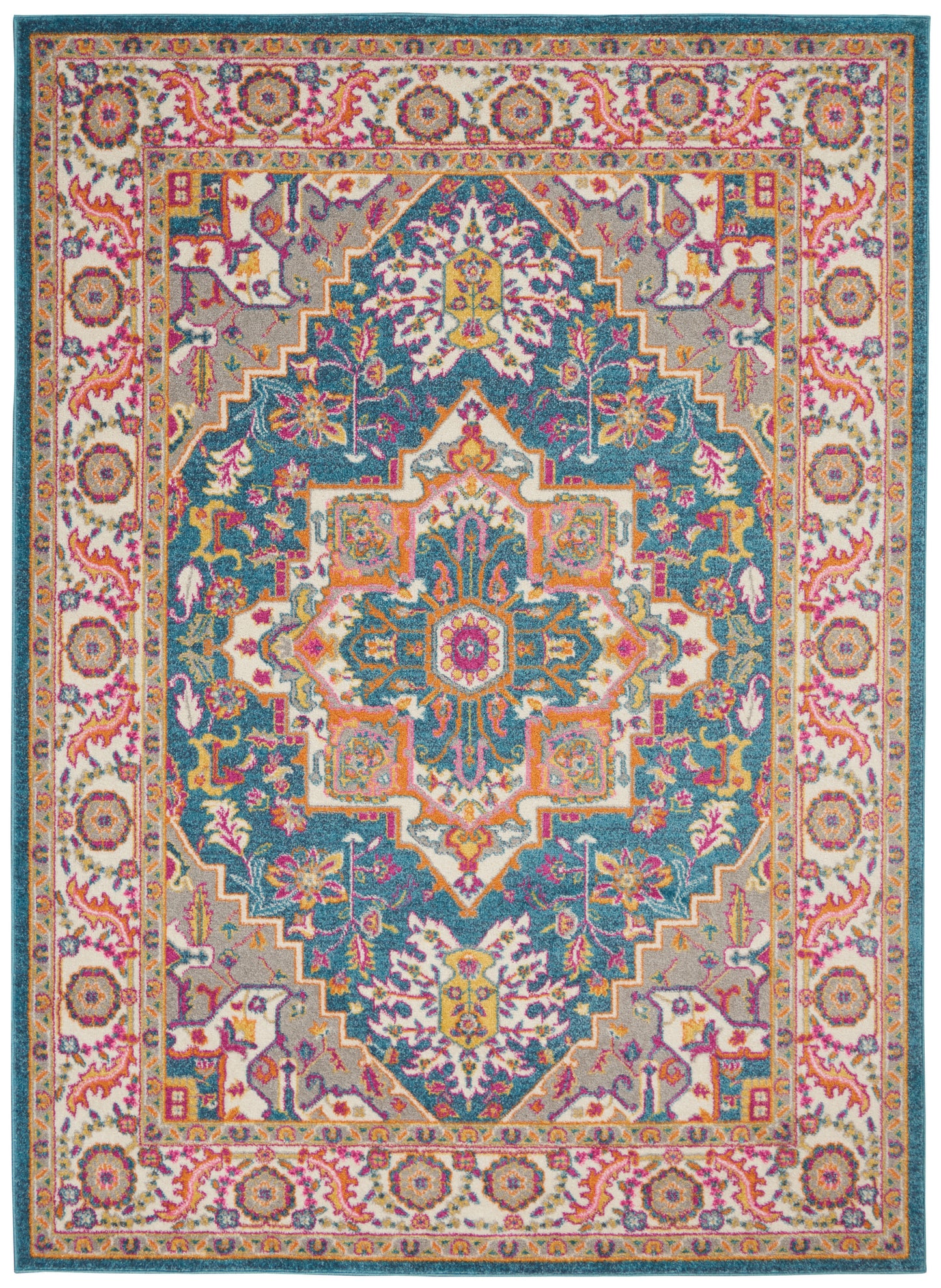Nourison Home Passion PSN20 Teal Multicolor Transitional Power-loomed Rugs