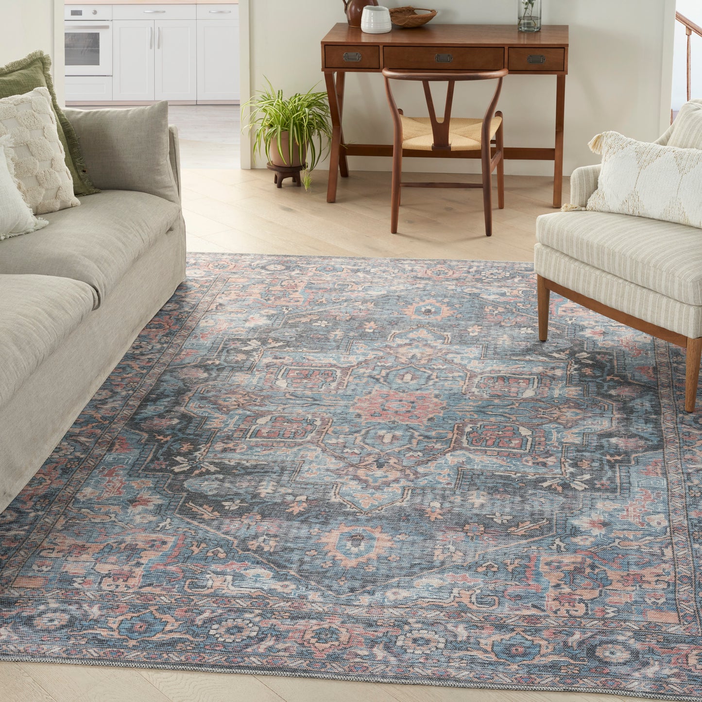 Nourison Home New Concept Washables  Light Blue Multicolr  Traditional