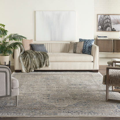 Nourison Home Malta  Ivory Blue  Traditional
