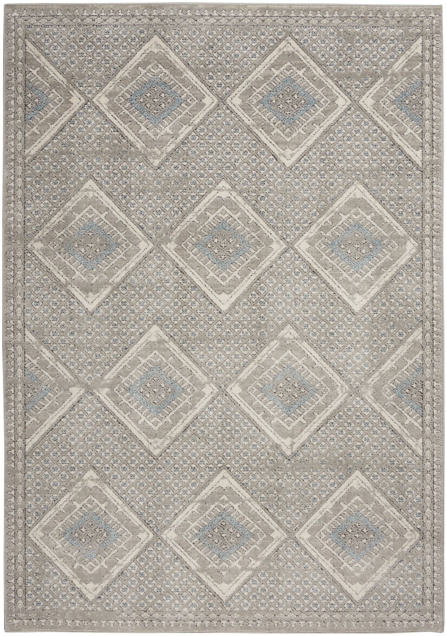 Nourison Home Quarry QUA16 Grey Ivory Blue Contemporary Power-loomed Rugs