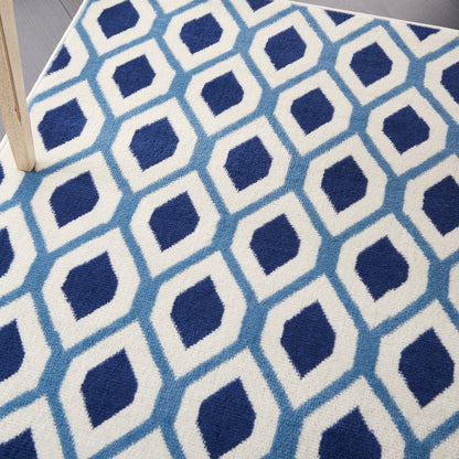 Nourison Home Grafix  White Navy  Contemporary