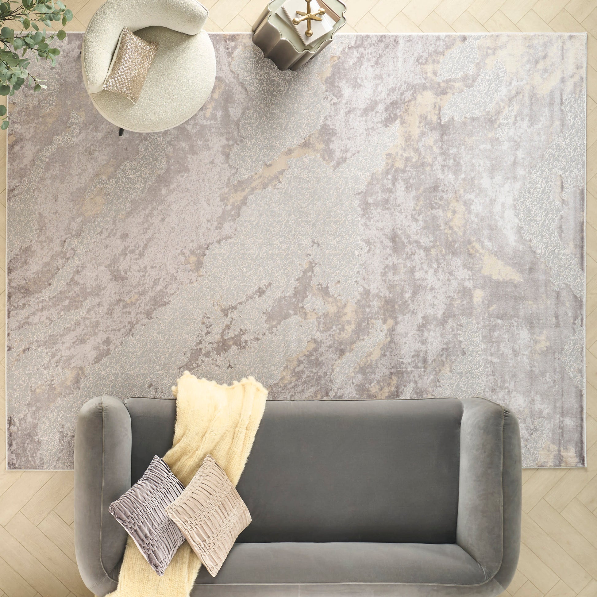 Nourison Home Silky Textures  Brown Ivory  Contemporary