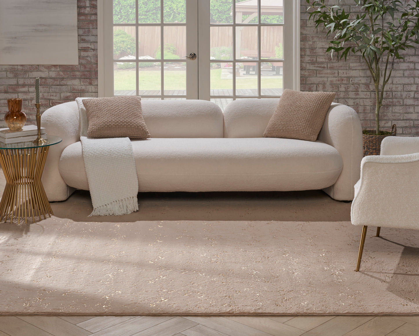 Nourison Home Cozy Shimmer  Beige Gold  Contemporary