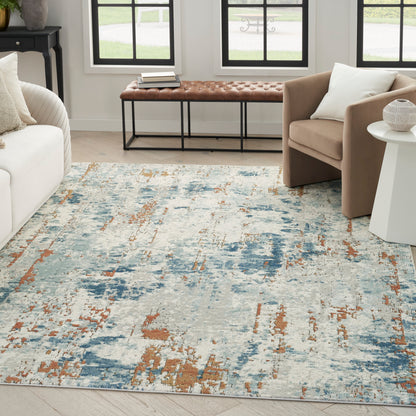 Nourison Home Quarry  Beige Blue Rust  Contemporary