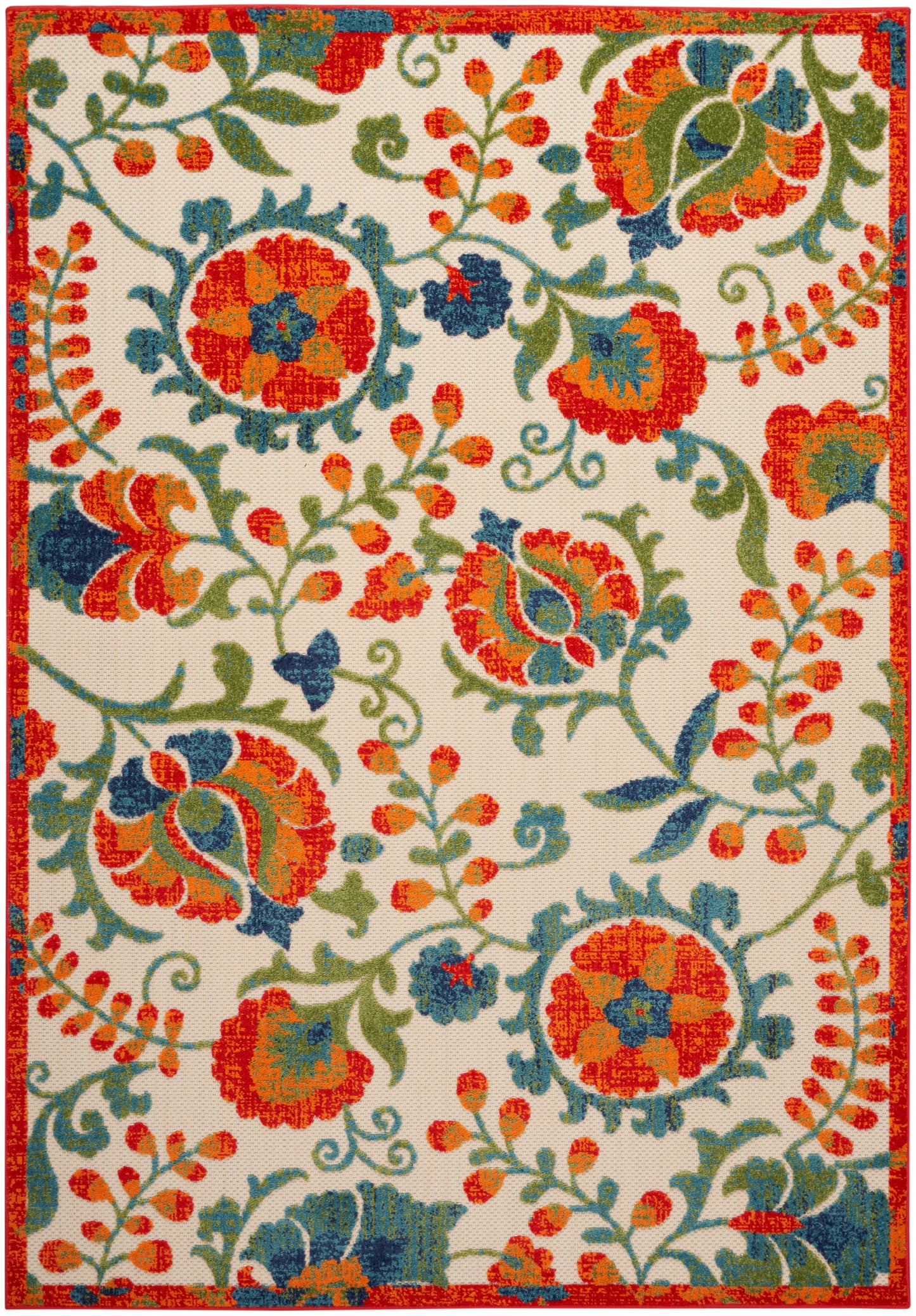 Nourison Home Aloha ALH17 Red Multicolor Contemporary Power-loomed Rugs