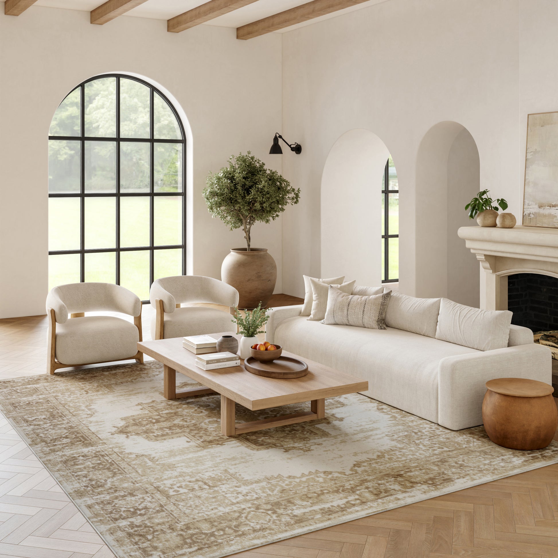 Nourison Home Grafix  Ivory Beige  Transitional