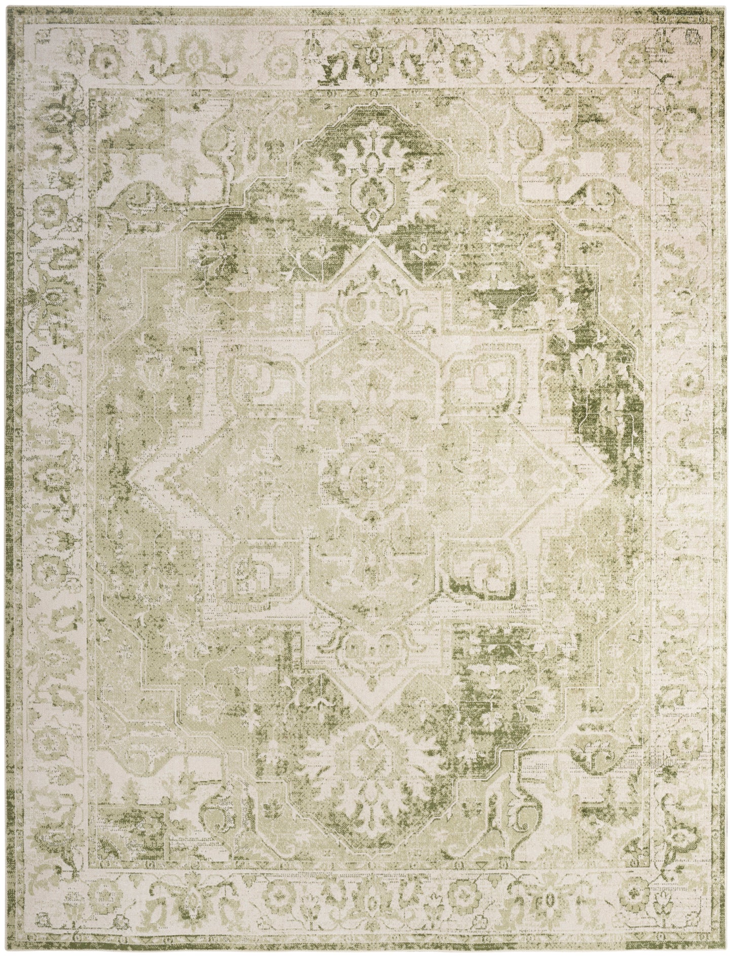 Nourison Home Astra Machine Washable ASW12 Ivory Green Traditional Power-loomed Rug