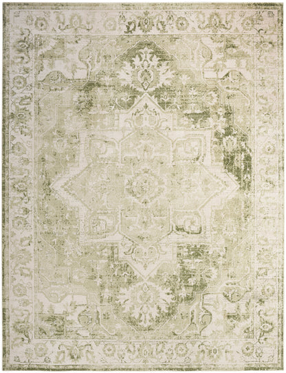 Nourison Home Astra Machine Washable ASW12 Ivory Green Traditional Power-loomed Rug