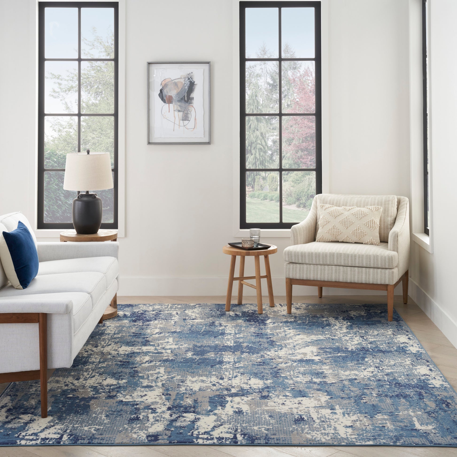 Nourison Home Grafix  Navy Blue  Contemporary